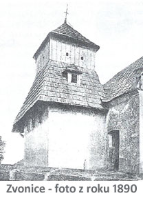Zvonice kostela v roce 1890
